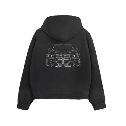 G80M3 distressed zip-up hoodie