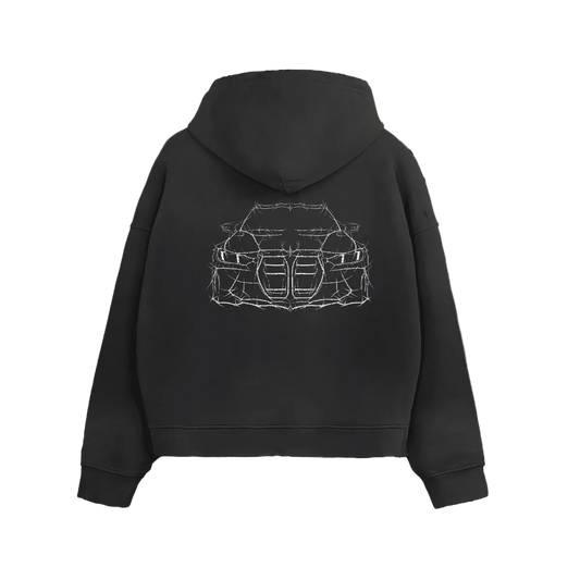G80M3 distressed zip-up hoodie