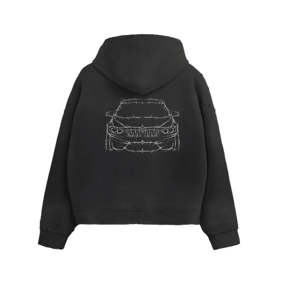F82M4 distressed zip-up hoodie